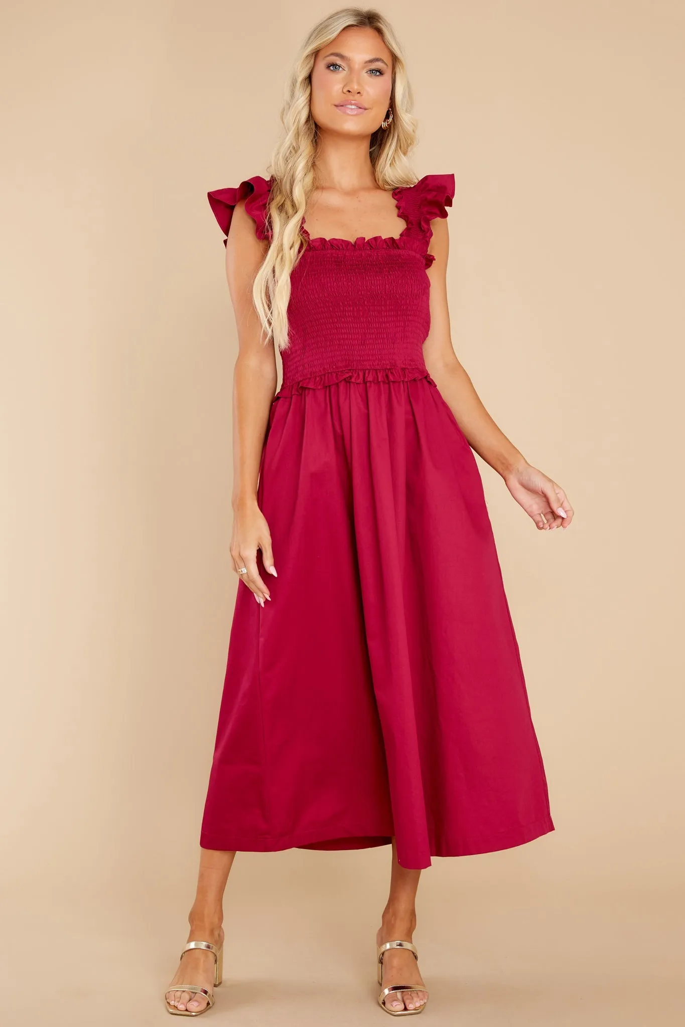 Happy Trails Burgundy Midi Dress