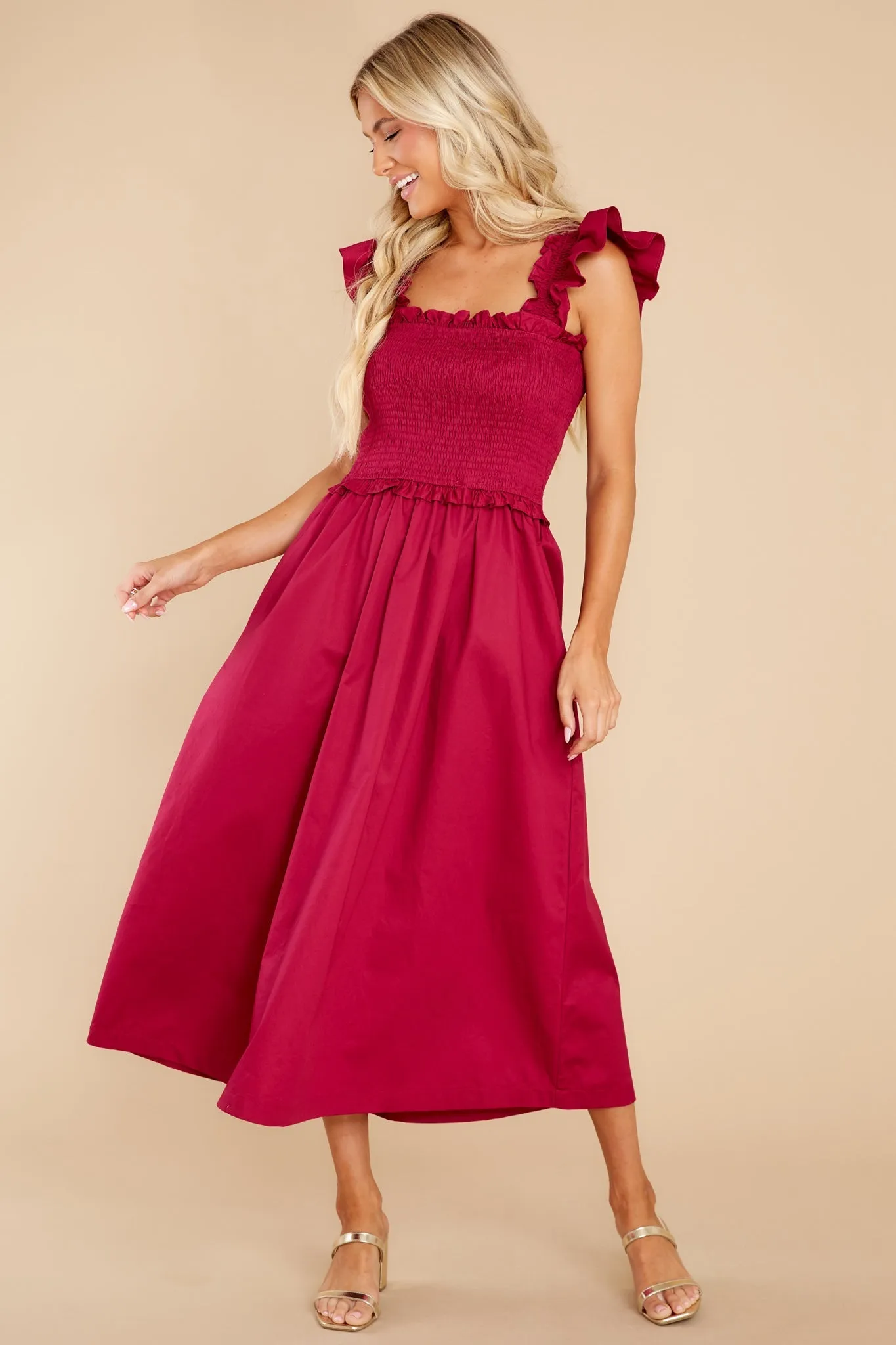 Happy Trails Burgundy Midi Dress