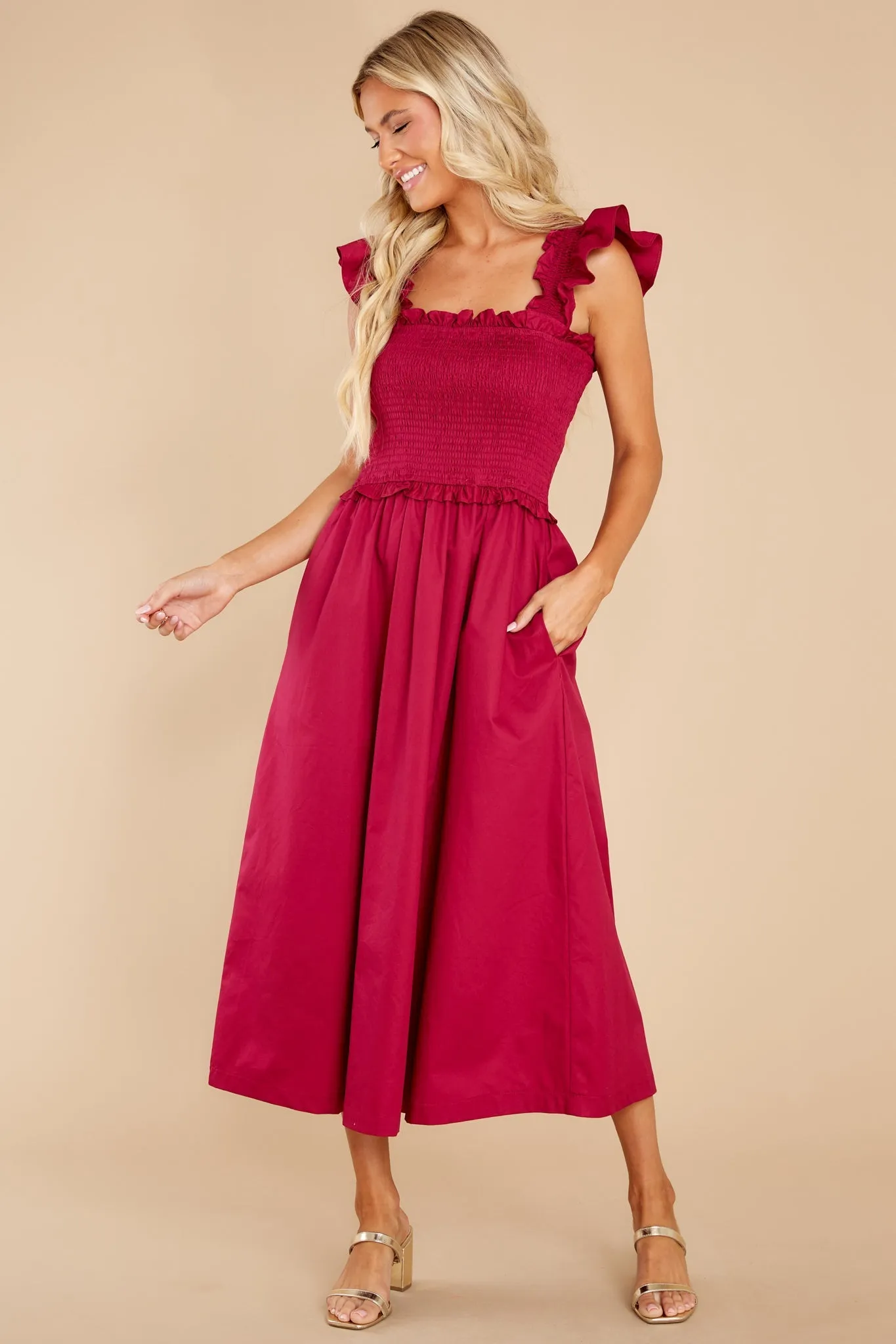 Happy Trails Burgundy Midi Dress