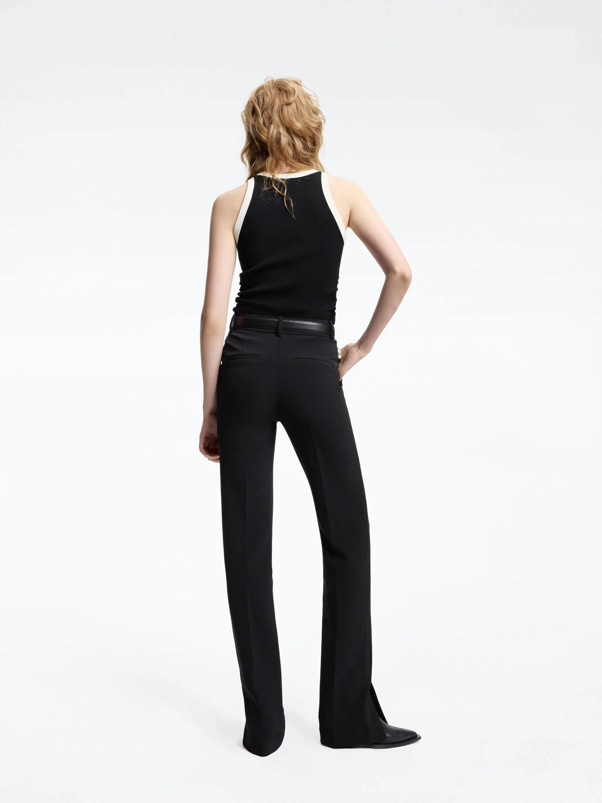 High Waist Straight Suit Pants