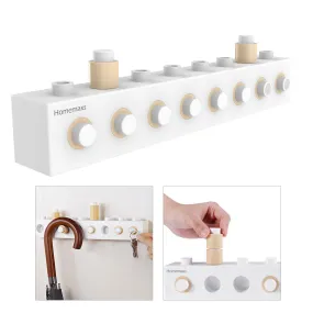 Homemaxs DIY Assembling Building Blocks Wall Hooks Stick On Self Adhesive Towel Coat Key Hanger Rack Wall Mount Garage Storage Organizer