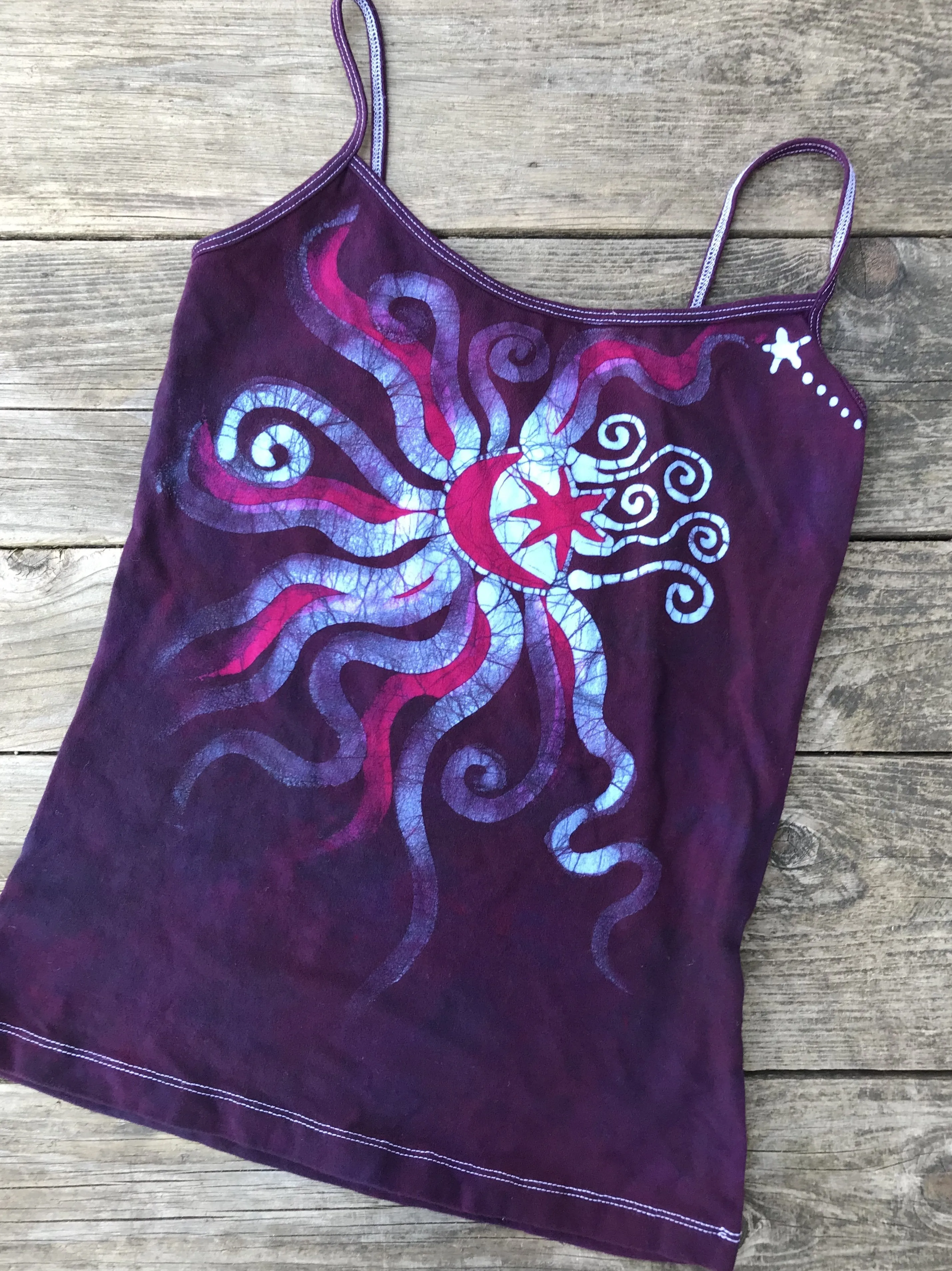 Hot Pink Moon Fire Batik Tank Top