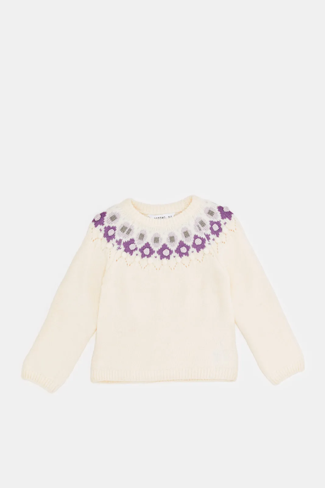 Infant Girls Cream Knitted Pullover