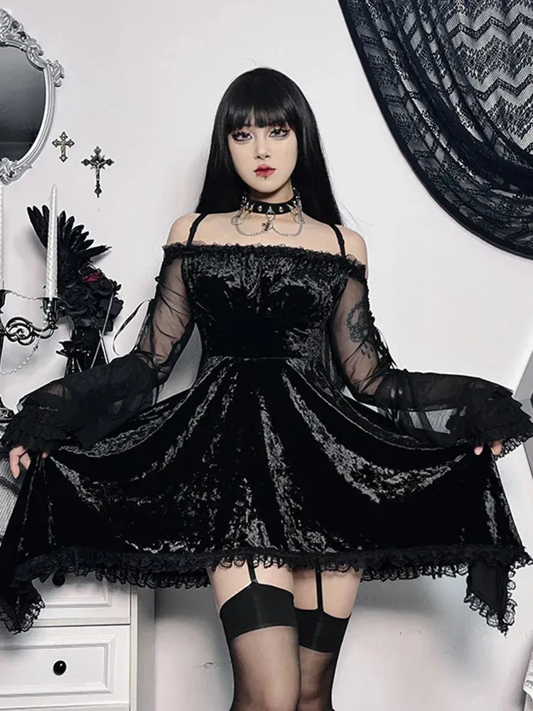 Irregular Steampunk Shoulder Party Lace Flare Cosplay Gothic Lolita Sleeve Renaissance Off Frock