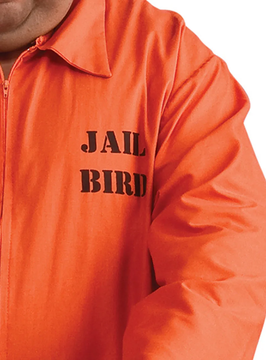 Jail Bird Prisoner Mens Plus Size Orange Costume Jumpsuit