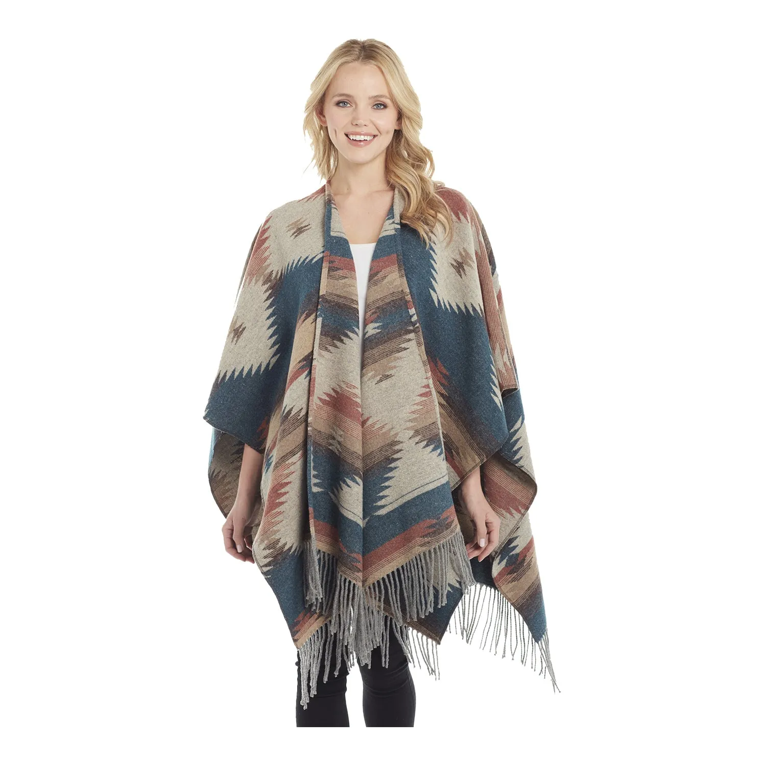 JJ X PBR Southwestern Print Blanket Wrap Poncho