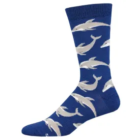 Joyous Dolphins (Marine Blue) Men's Bamboo Crew