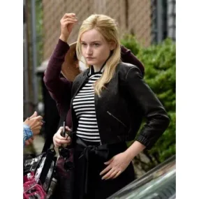 Julia Garner Inventing Black Bolero Cropped Leather Jacket