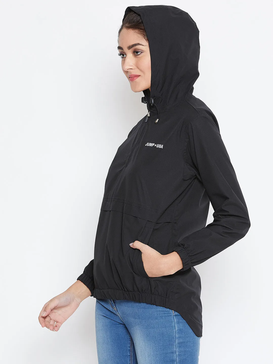 JUMP USA Women Black Solid Rain Jacket