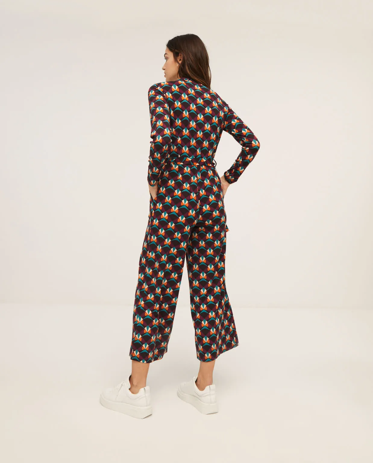 Jumpsuit met grafische print | Surkana printed mono with shirt collar multi