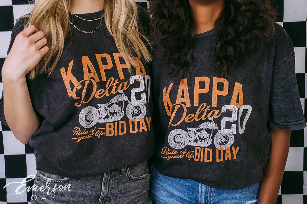 Kappa Delta Ride of Your Life Bid Day Mineral Wash Tee