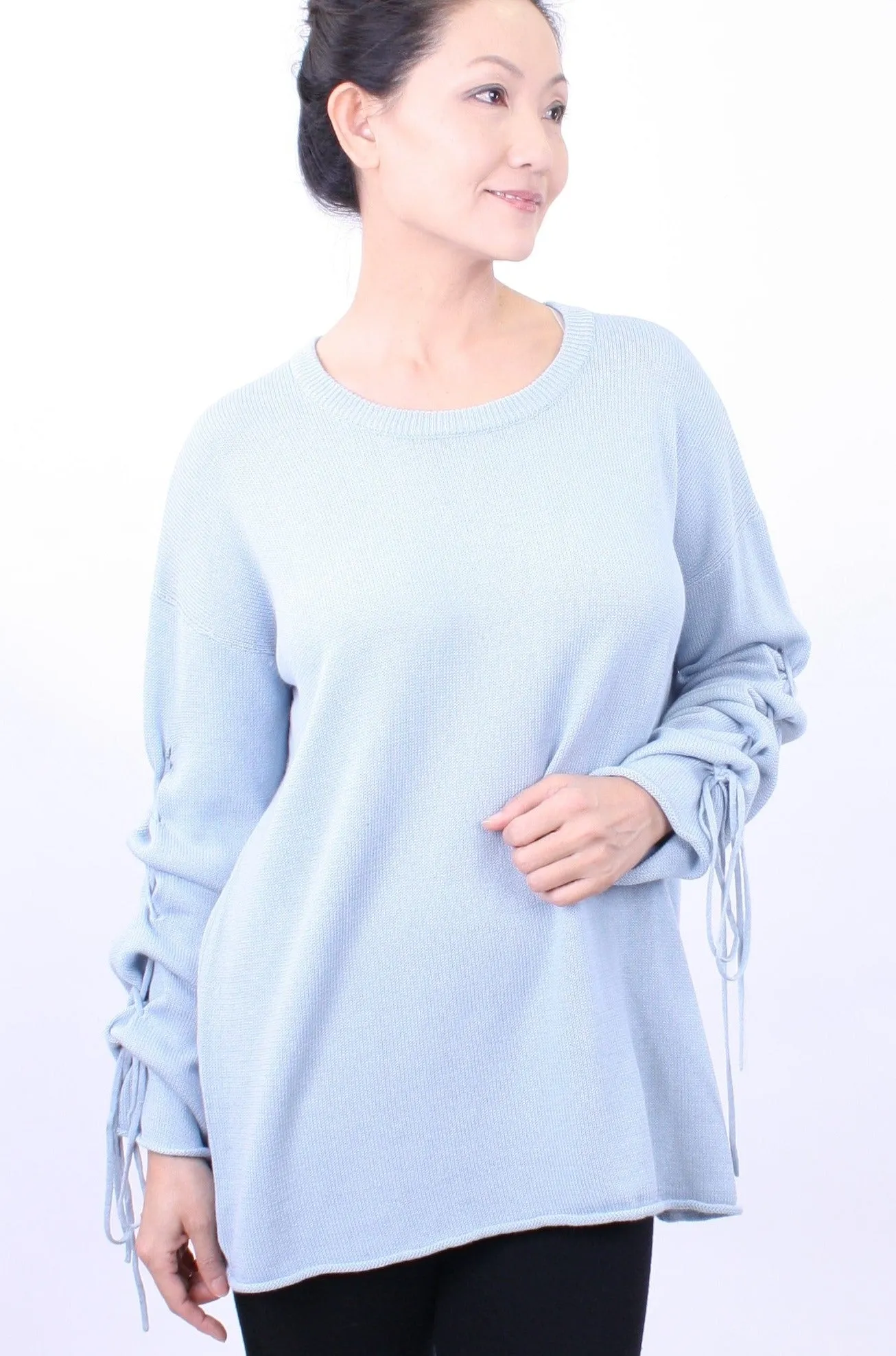 Lace-Up Sleeve Pullover