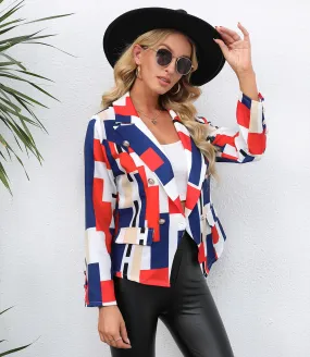 Ladies Fashion Print Lapel Small Blazer (shipping to US, Canada & Europe)