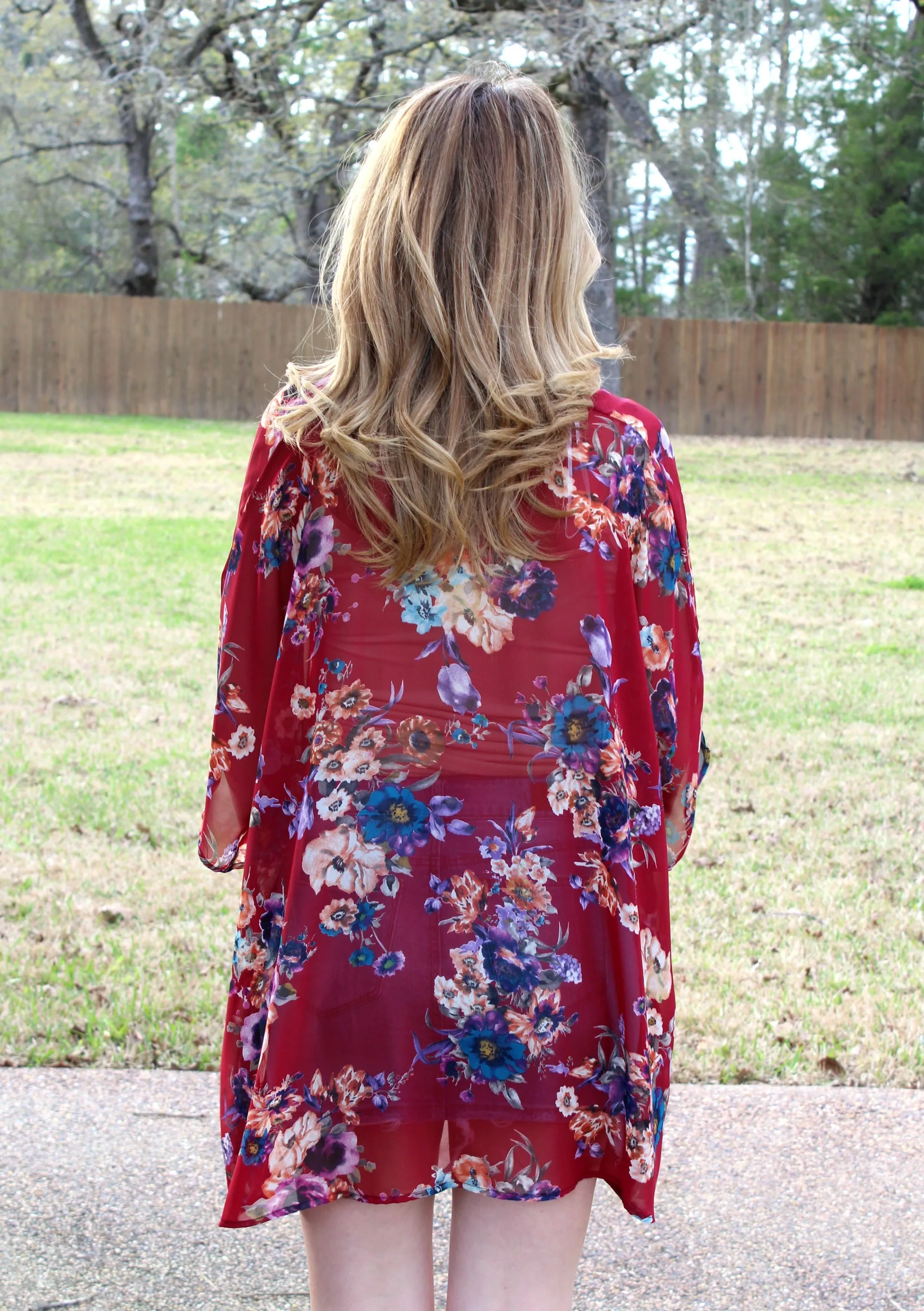 Last Chance Size Medium | Sure Thing Sheer Floral Oversized Poncho Top in Maroon | ONLY 1 LEFT!