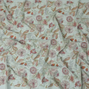 Laurel green Floral Tapestry Cotton Voile Fabric - 110cm Width-D17560