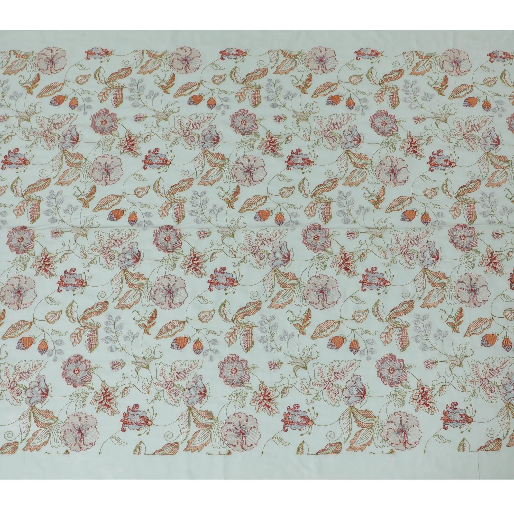 Laurel green Floral Tapestry Cotton Voile Fabric - 110cm Width-D17560