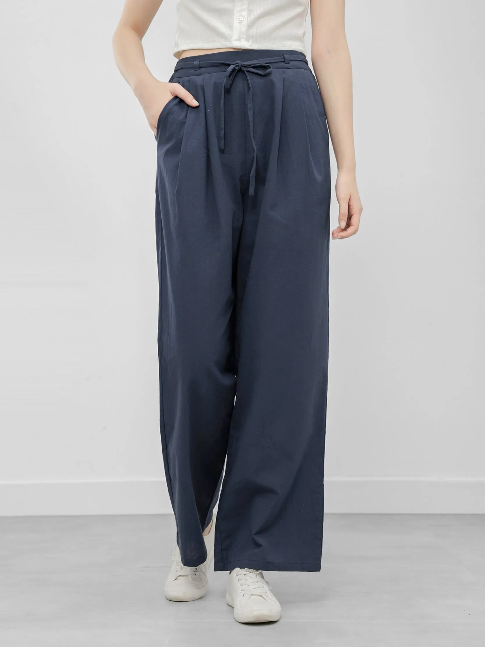 Laurie Cotton Linen Tie Waist Pants