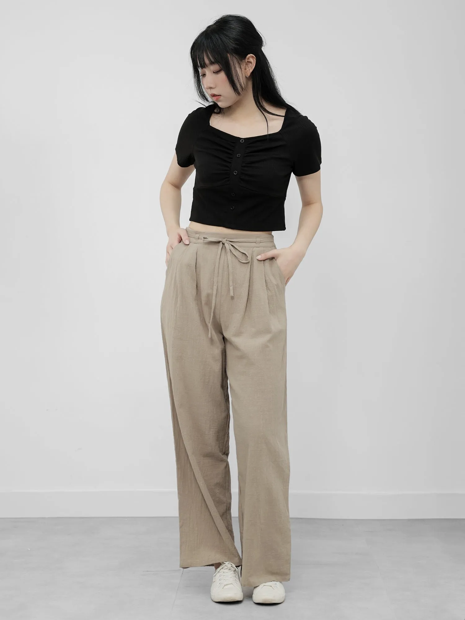 Laurie Cotton Linen Tie Waist Pants