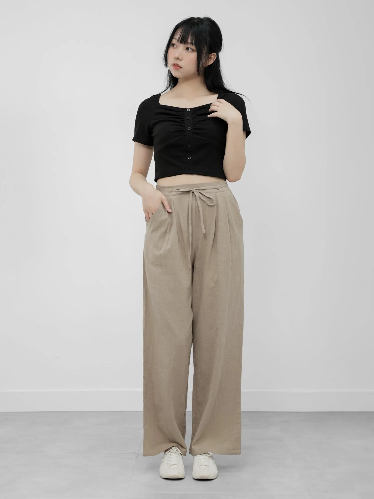 Laurie Cotton Linen Tie Waist Pants