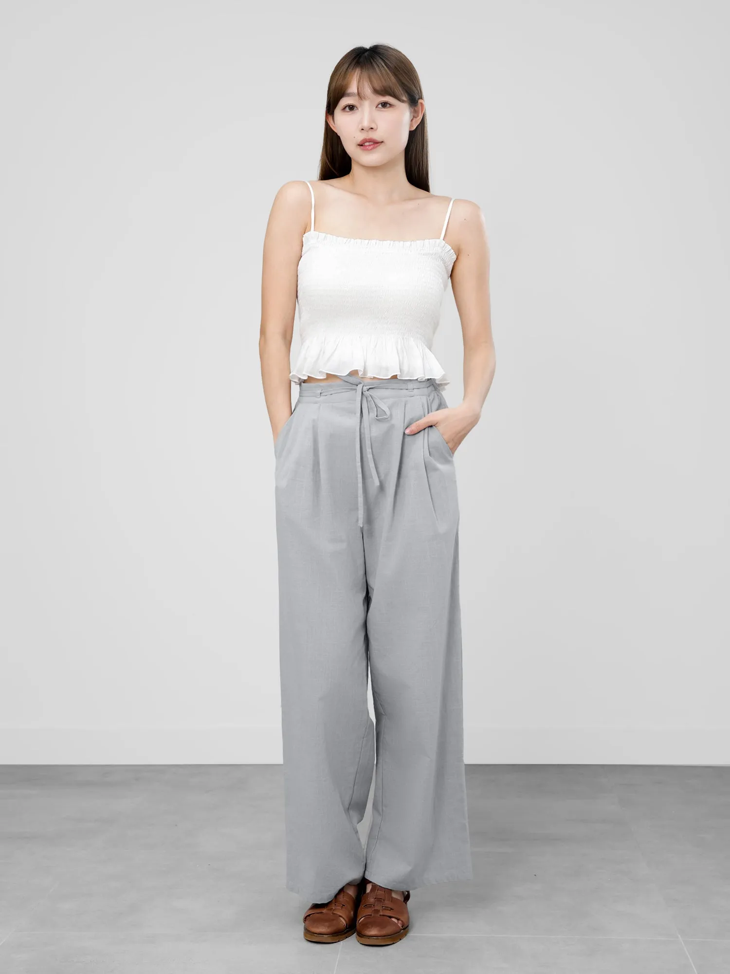 Laurie Cotton Linen Tie Waist Pants