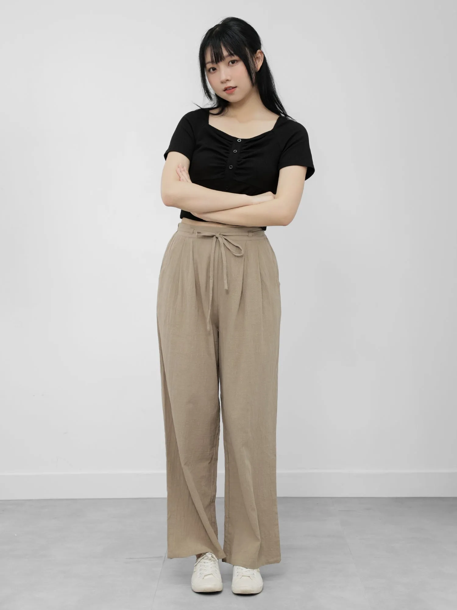 Laurie Cotton Linen Tie Waist Pants