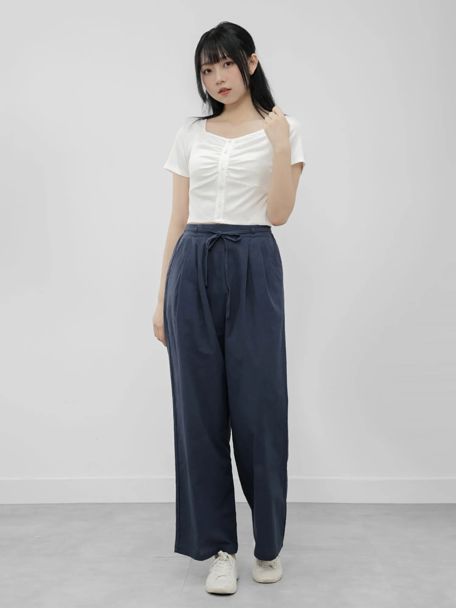 Laurie Cotton Linen Tie Waist Pants