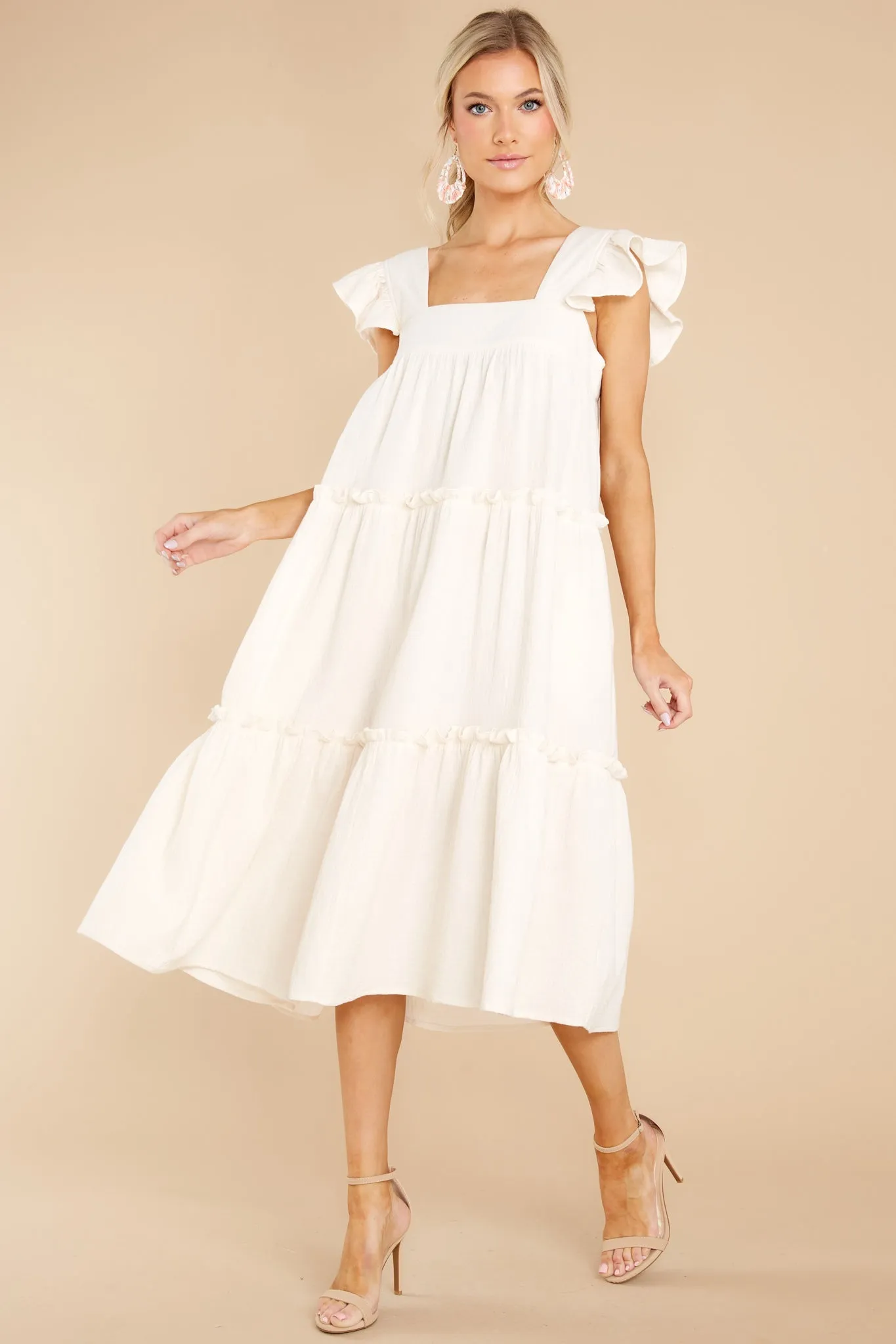 Let The Sun Beam Ivory Midi Dress