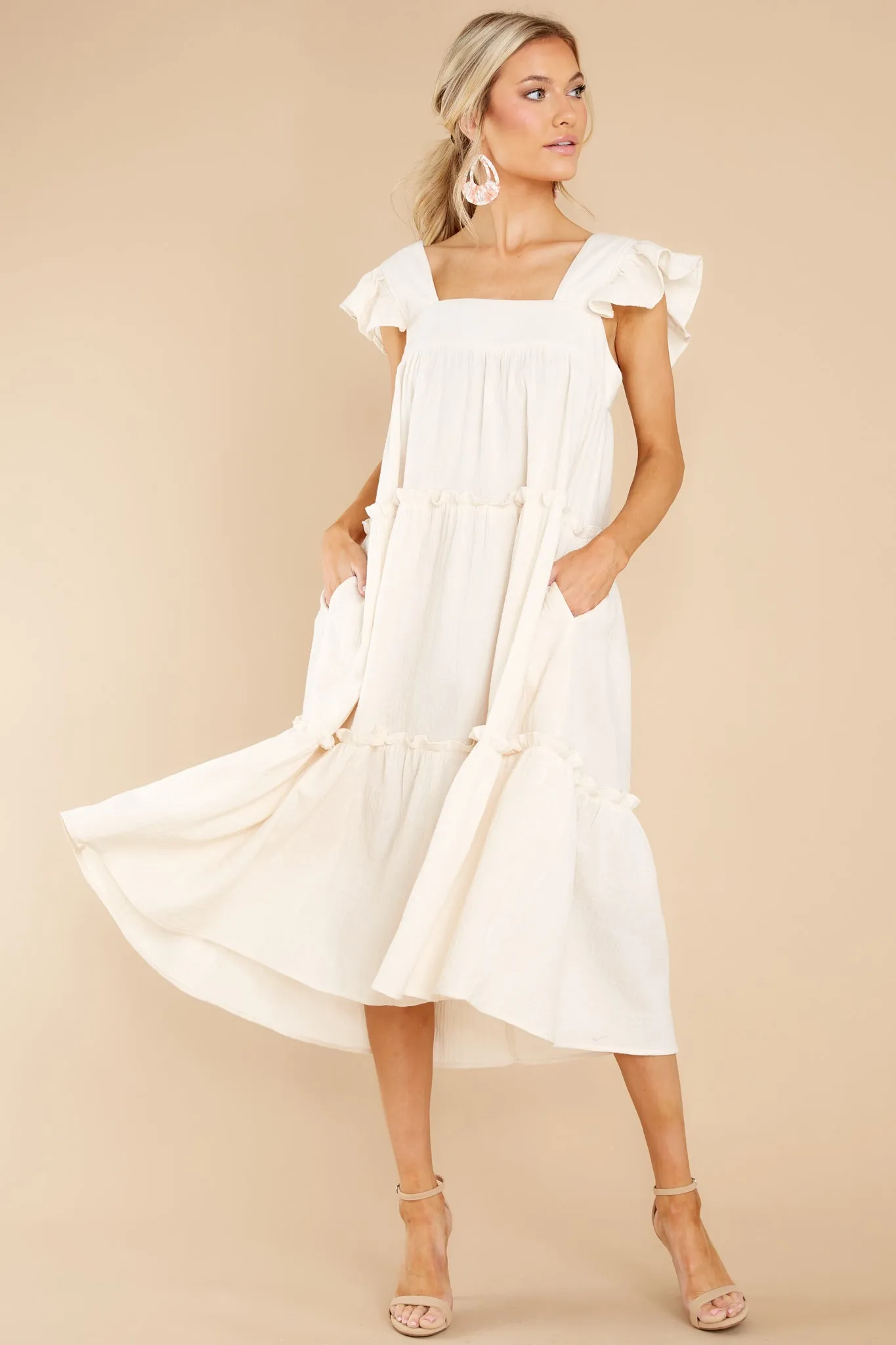 Let The Sun Beam Ivory Midi Dress