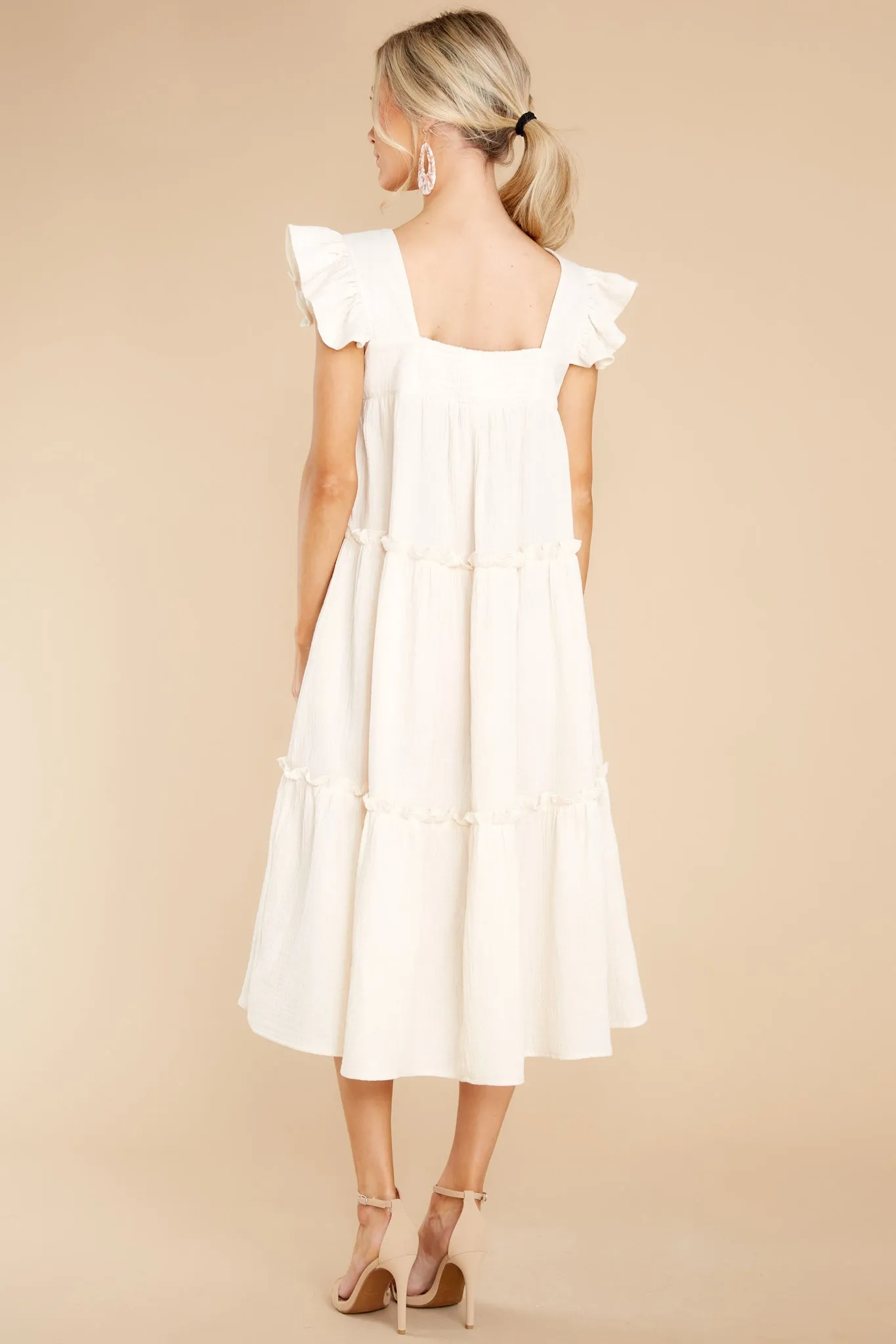 Let The Sun Beam Ivory Midi Dress