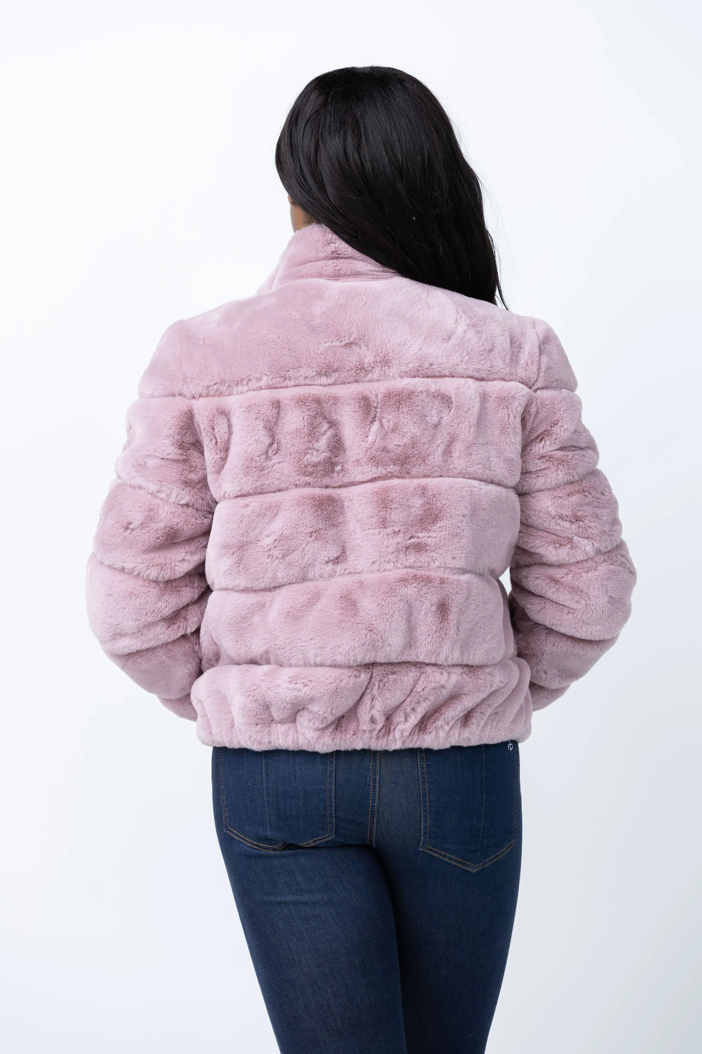 Love Token Alex Faux Fur Jacket in Blush