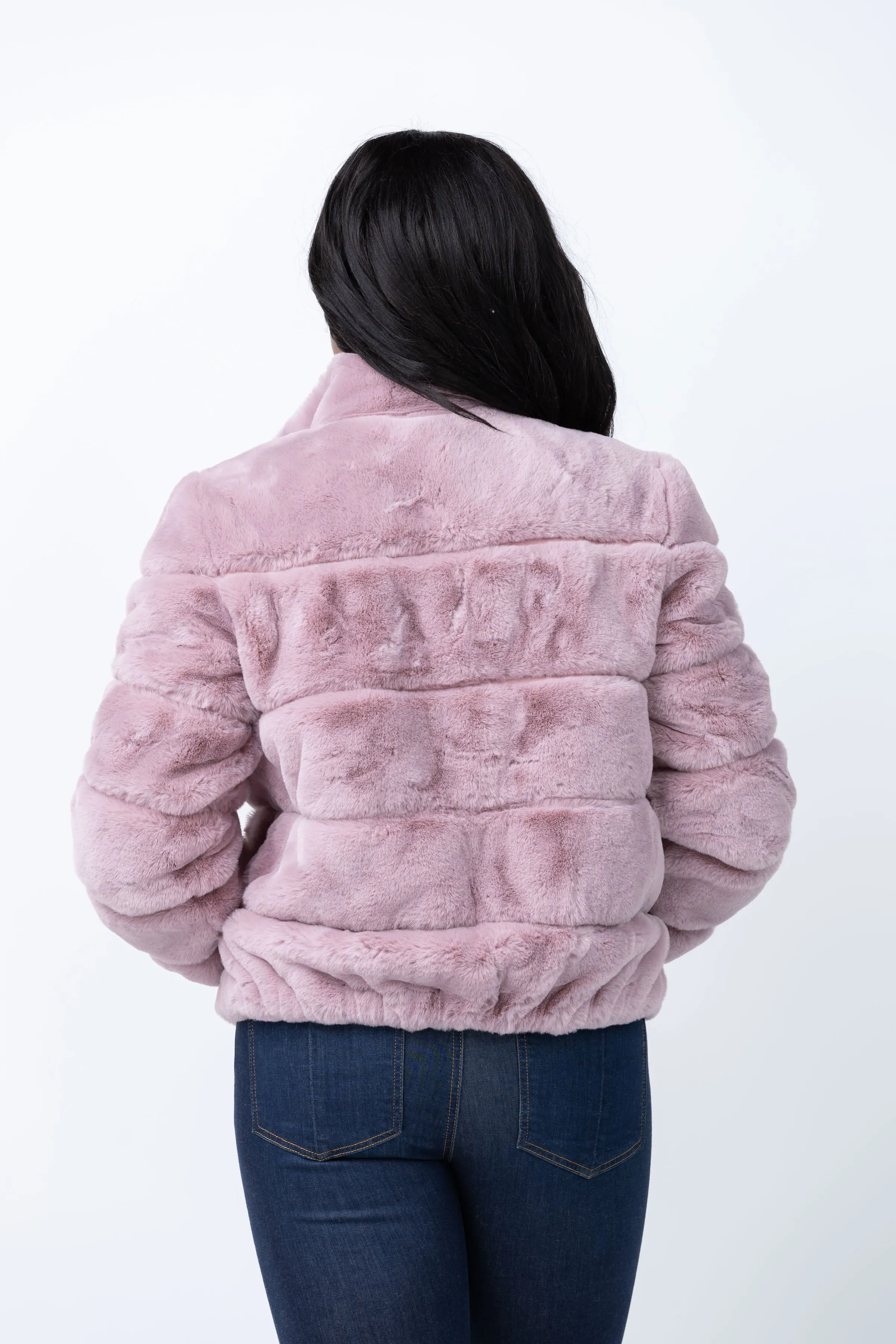 Love Token Alex Faux Fur Jacket in Blush