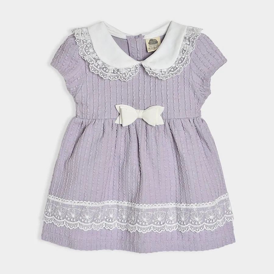 Luxe Bow details Dress with Headband Purple