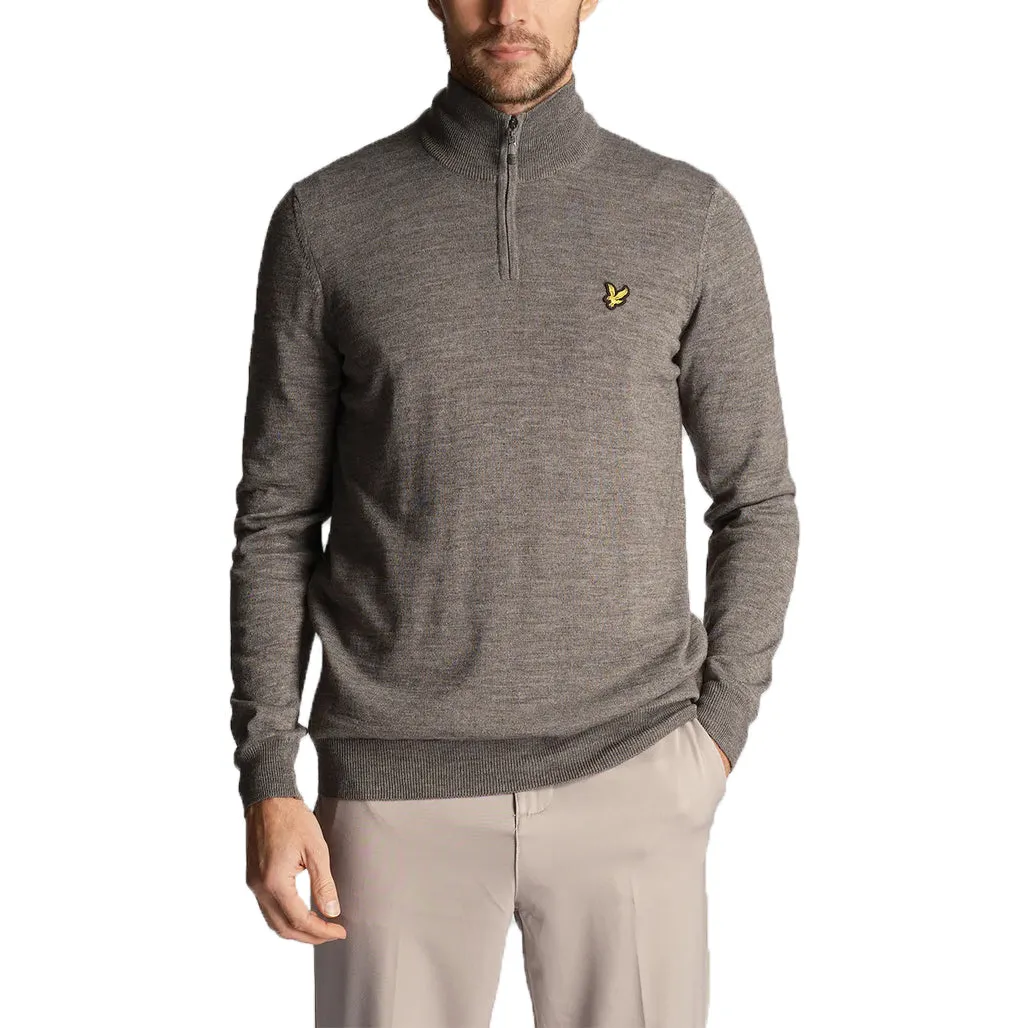 Lyle & Scott Core 1/4 Zip Merino Mix - Mid Grey Marl