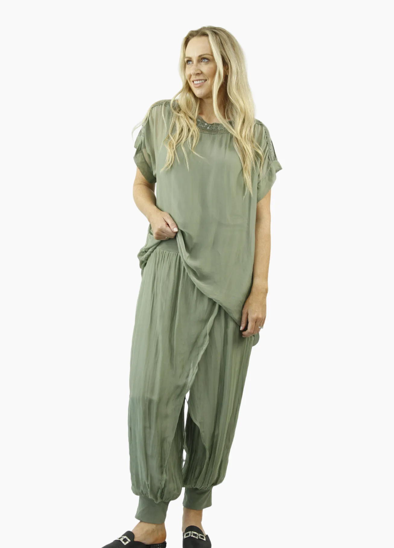 MAEVE HAREN Silk top and pant set