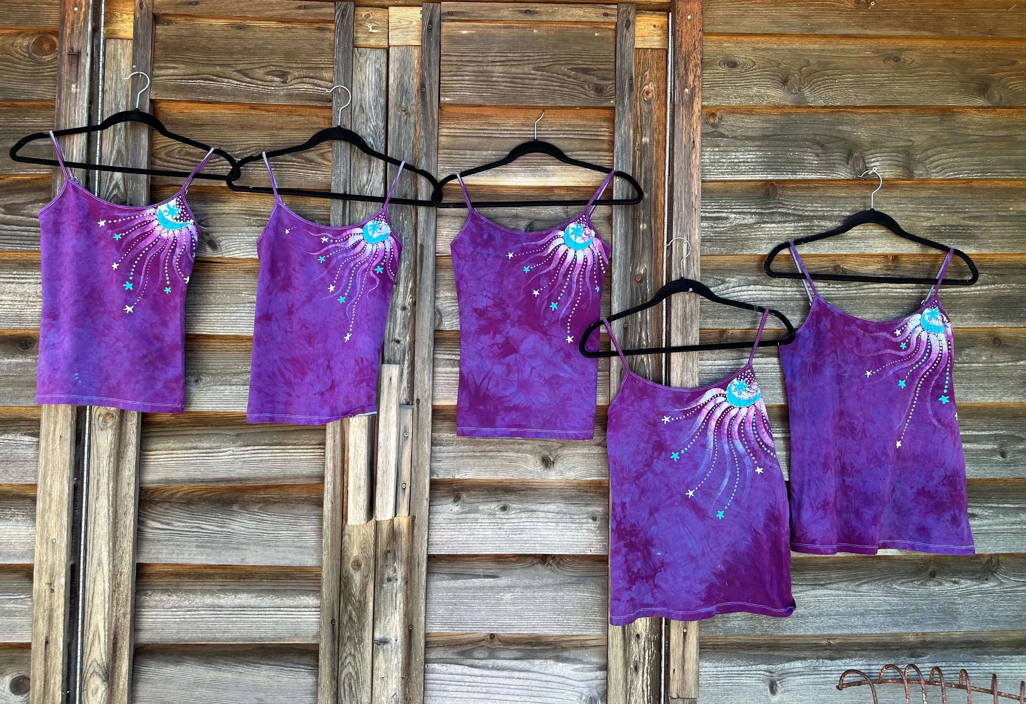 Magenta Moonbeams Hand Painted Batik Tank Top