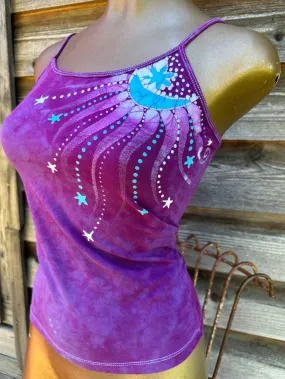 Magenta Moonbeams Hand Painted Batik Tank Top