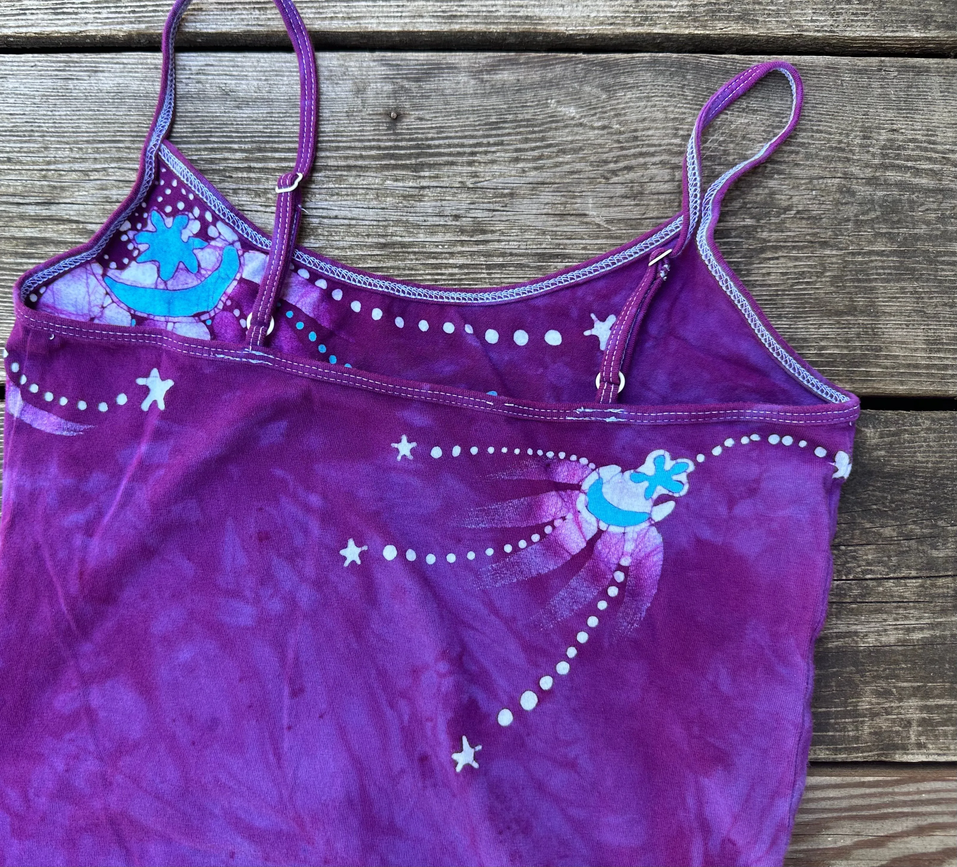 Magenta Moonbeams Hand Painted Batik Tank Top