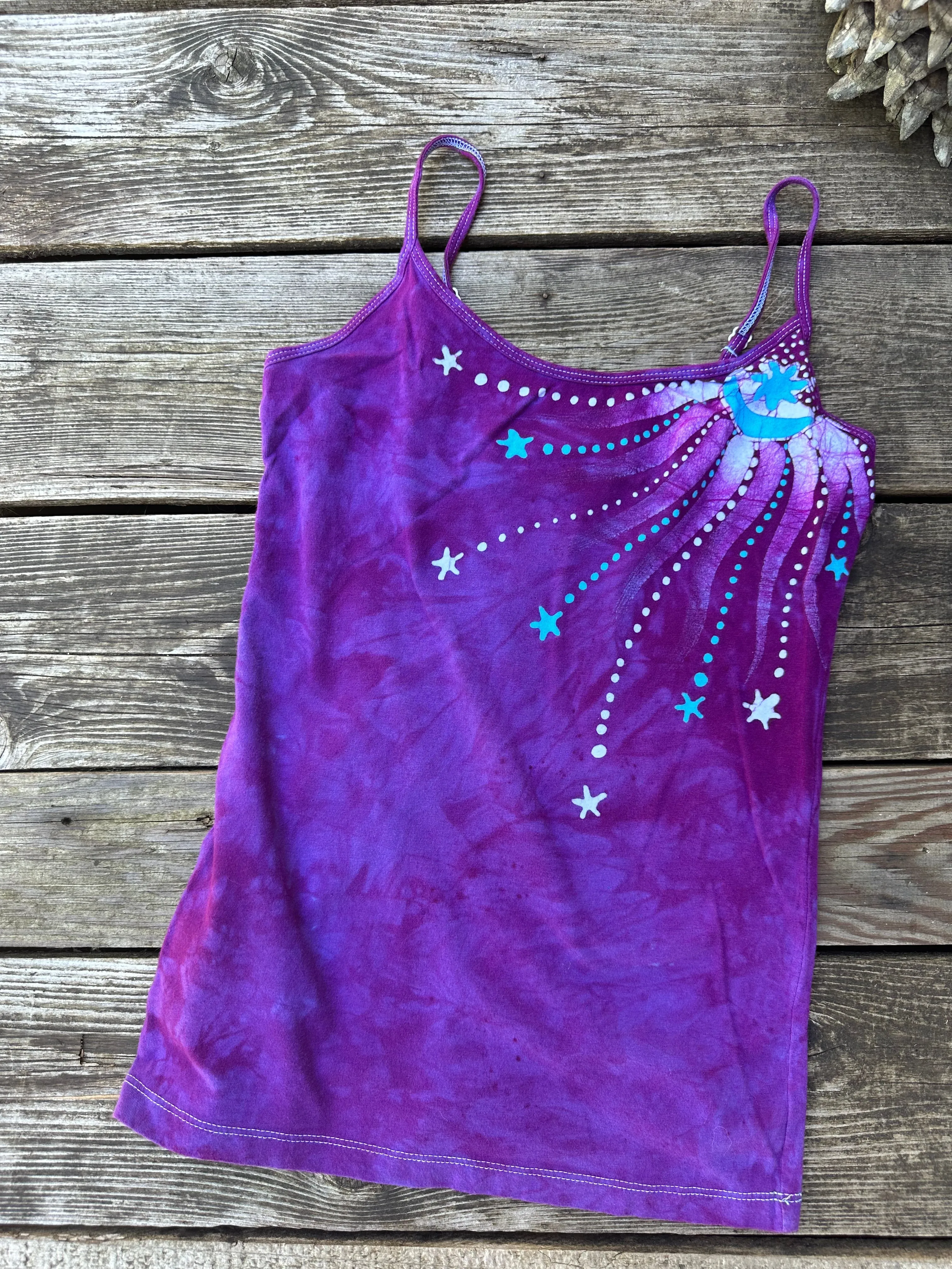 Magenta Moonbeams Hand Painted Batik Tank Top