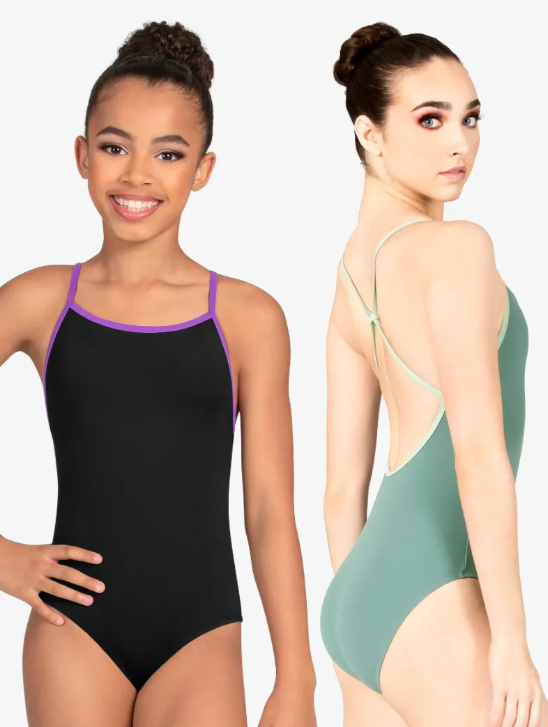 Mariia | Children's Strappy Back Leotard | Lilac   Eggplant