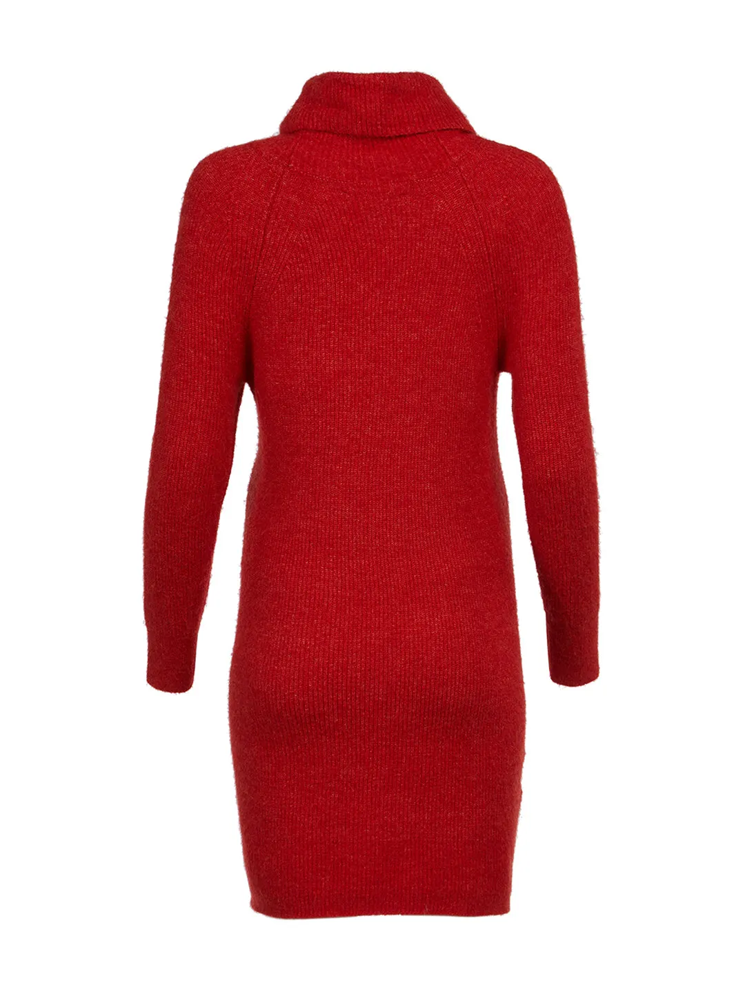 Maternity Cowl Neck Sweater Dress in Tamale Red