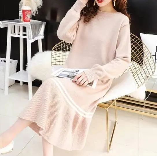 Maxi Sweater Dress with Flared Hem