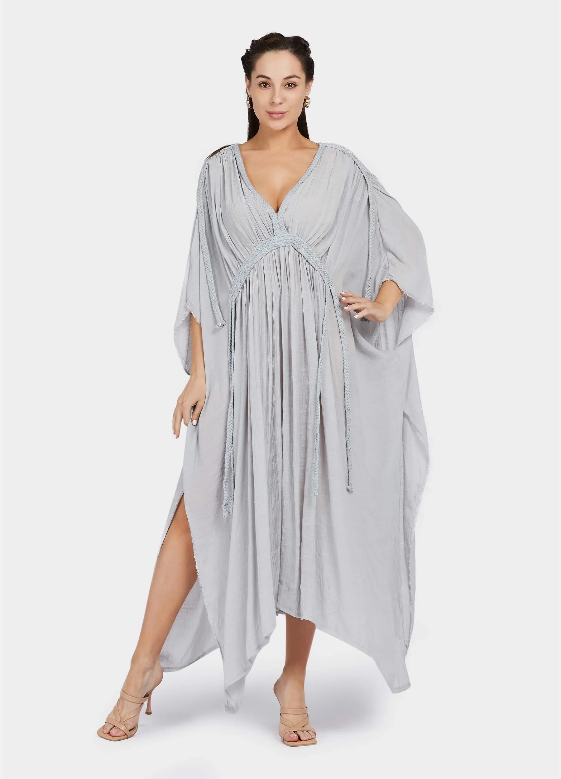 MECALA Women's Wrap V neck Beach Kaftan Dress Cover Up for Swimwear (Clearance)