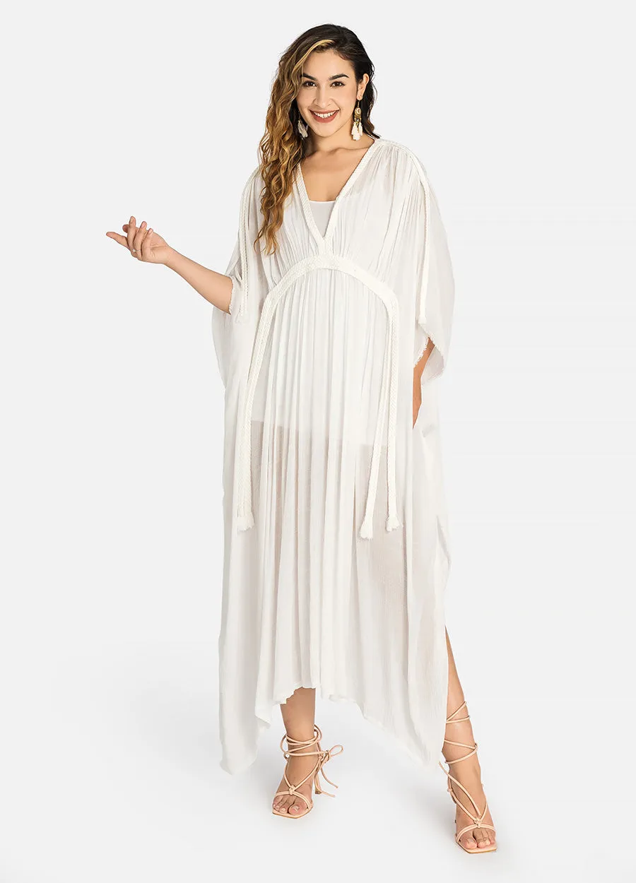 MECALA Women's Wrap V neck Beach Kaftan Dress Cover Up for Swimwear (Clearance)