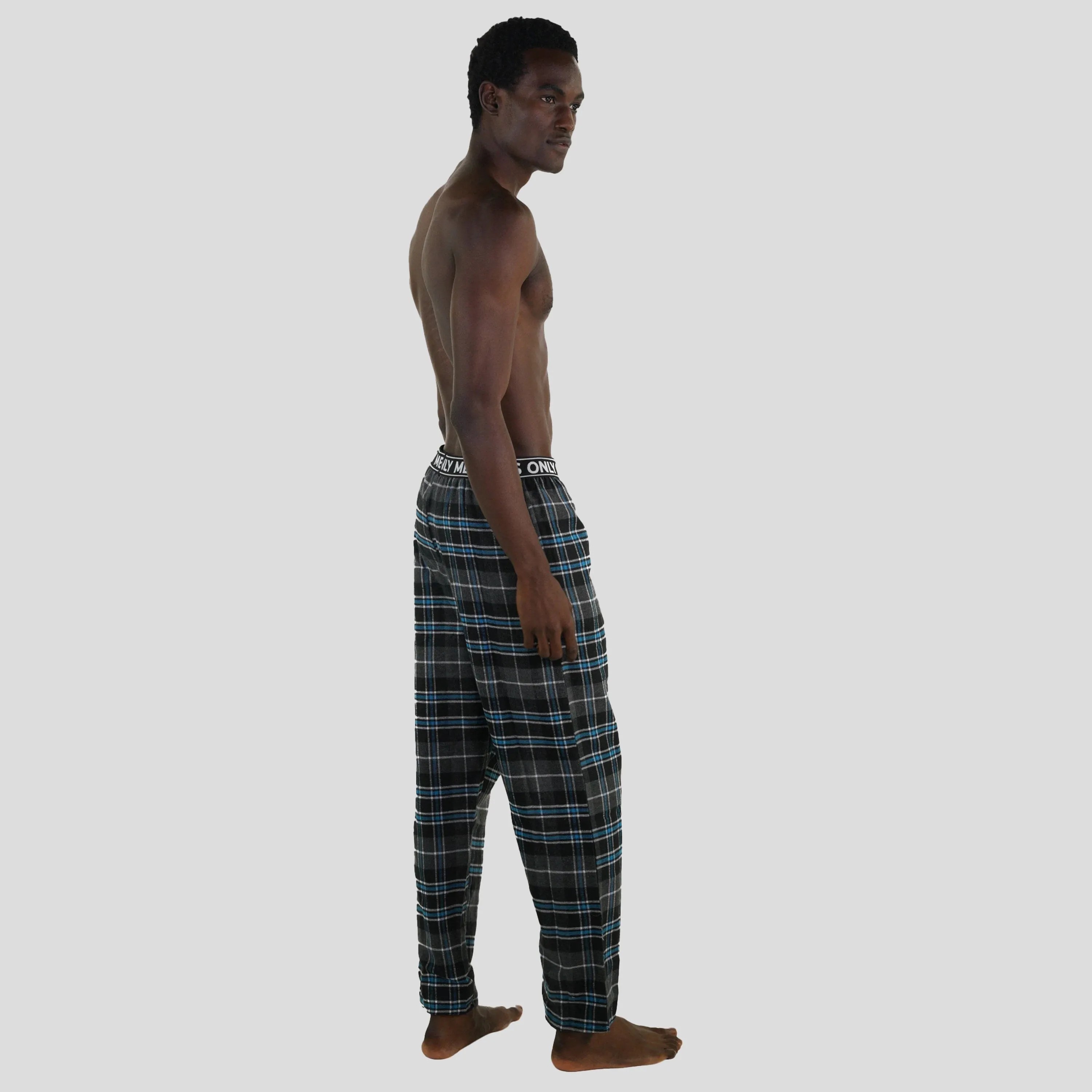 Members Only Men's Flannel Sleep Pants Logo Elastic - Teal