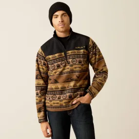 Men's Ariat Basis 2.0 1/4 Zip Sweatshirt - Brown Scenic Serape