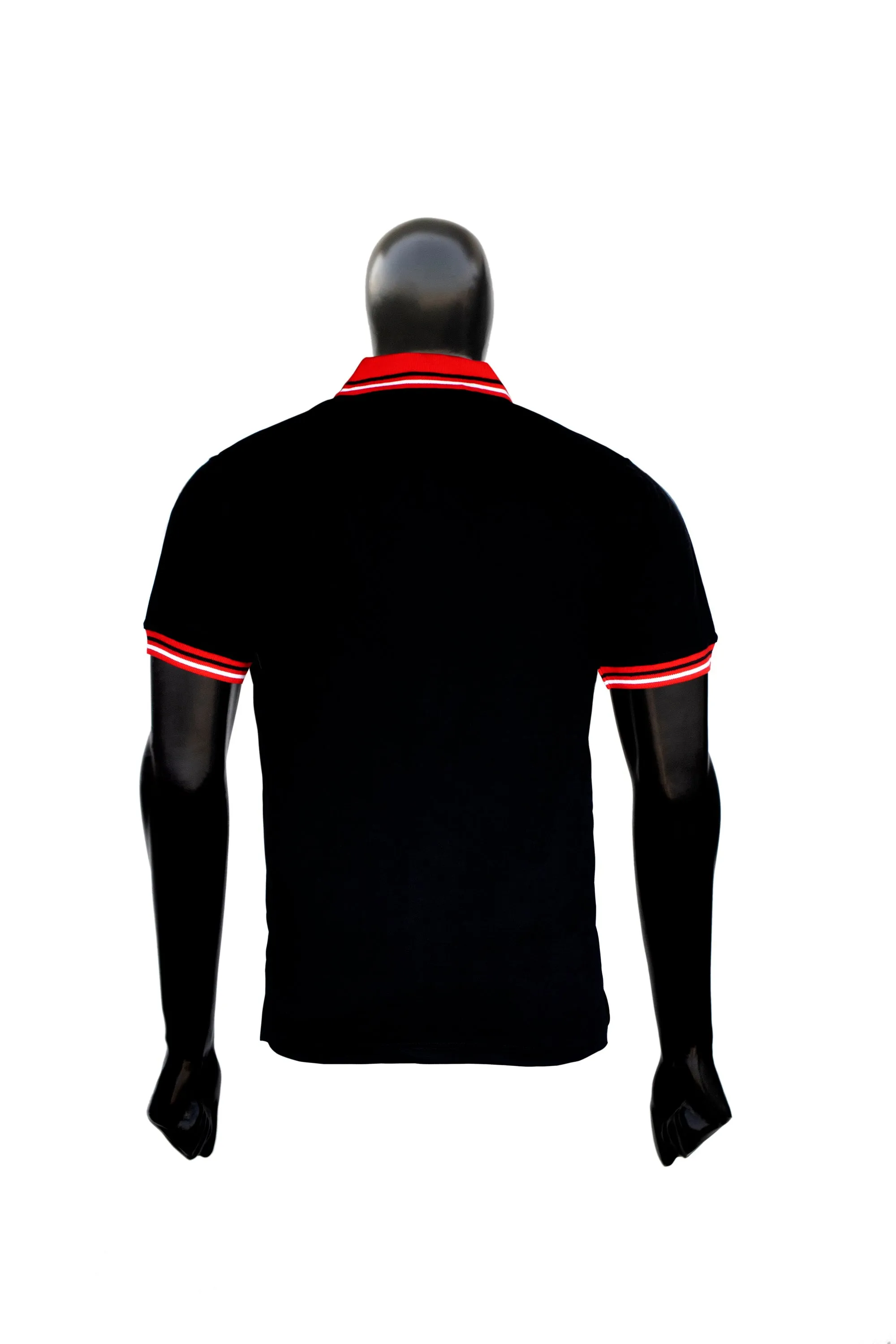 Men's Classic Fit Short Sleeve Casual 100% Cotton Polo Detailing T Shirt (Red and Black)