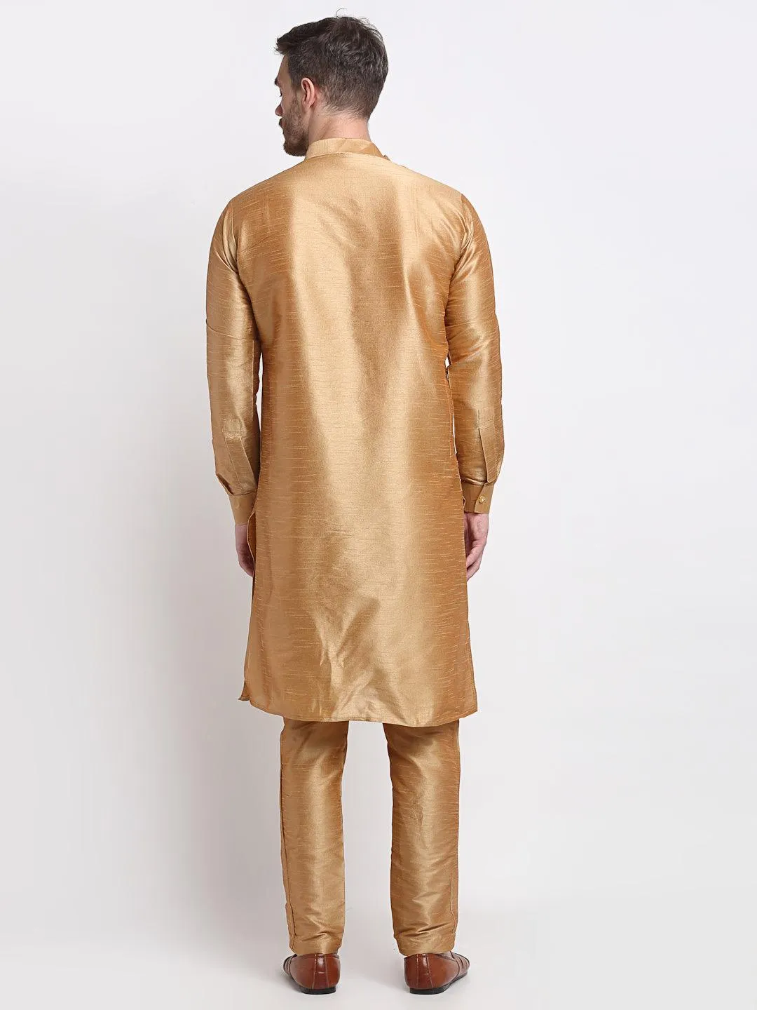 Men's Copper Solid Kurta With Churidaar Pyjama - Benstoke