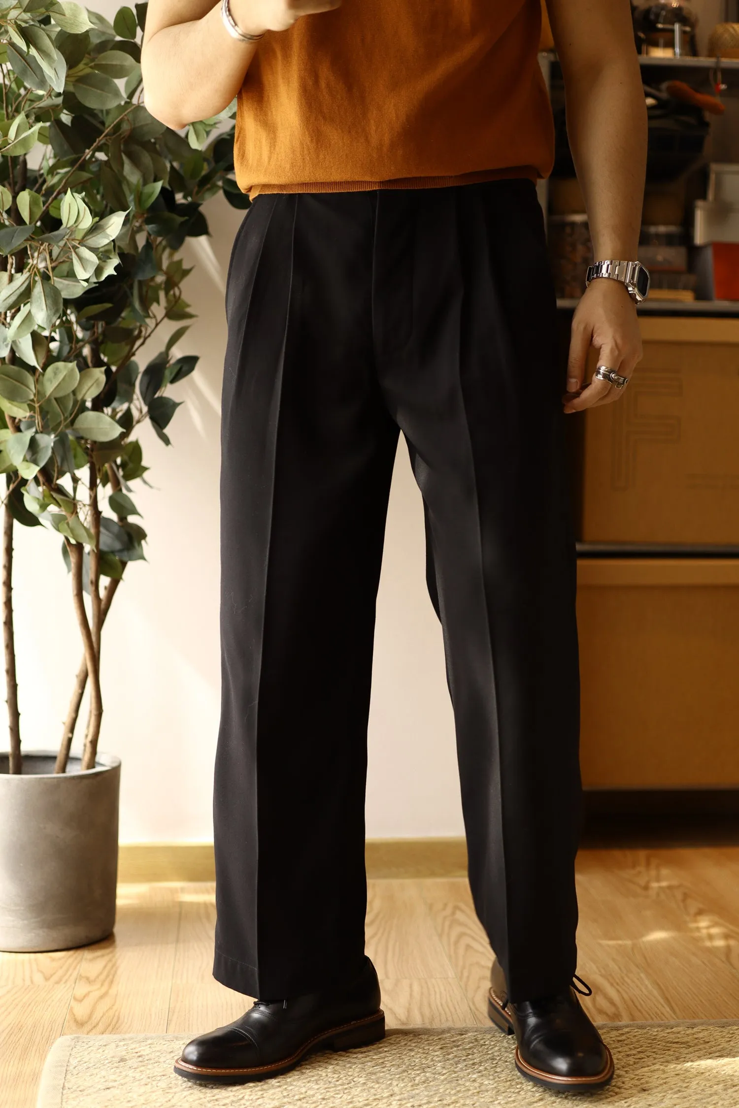 Men's Double Pleated Wide Leg Pants