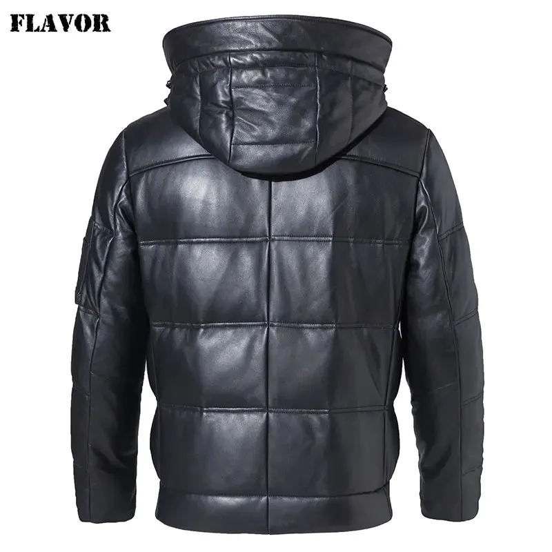 Men's Genuine Sheepskin Biker Leather Coat