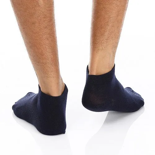 Men's Grey Cotton Ankle Socks - Navy